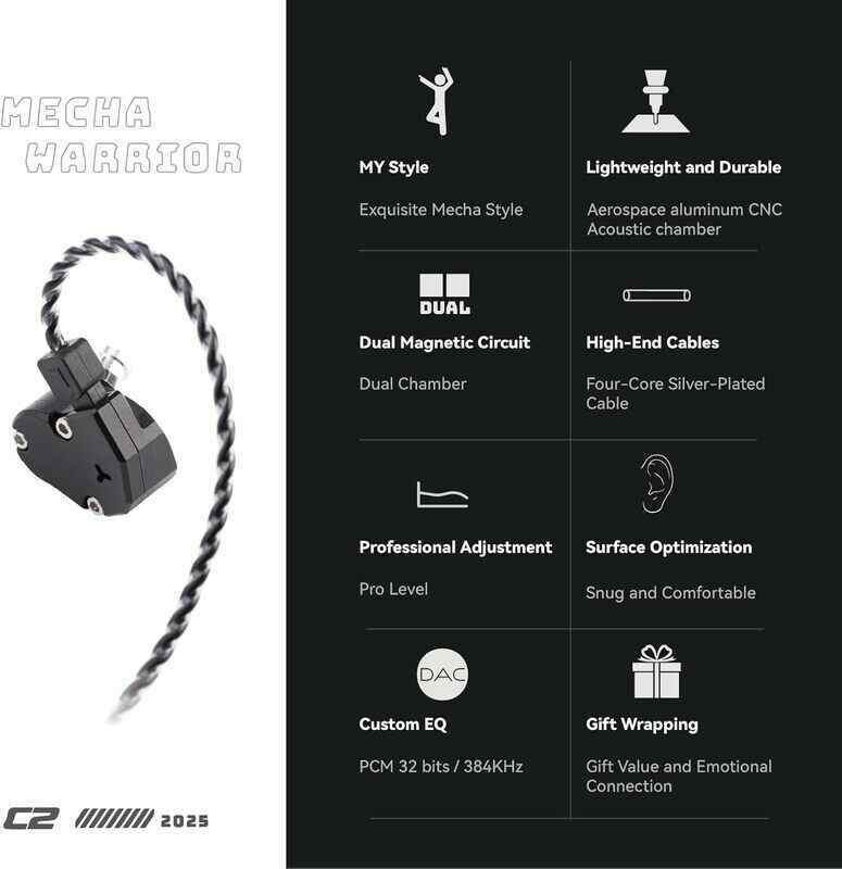 camaras y audio - TinHifi C2 2025 Mech Warrior 10mm DD IEM 2