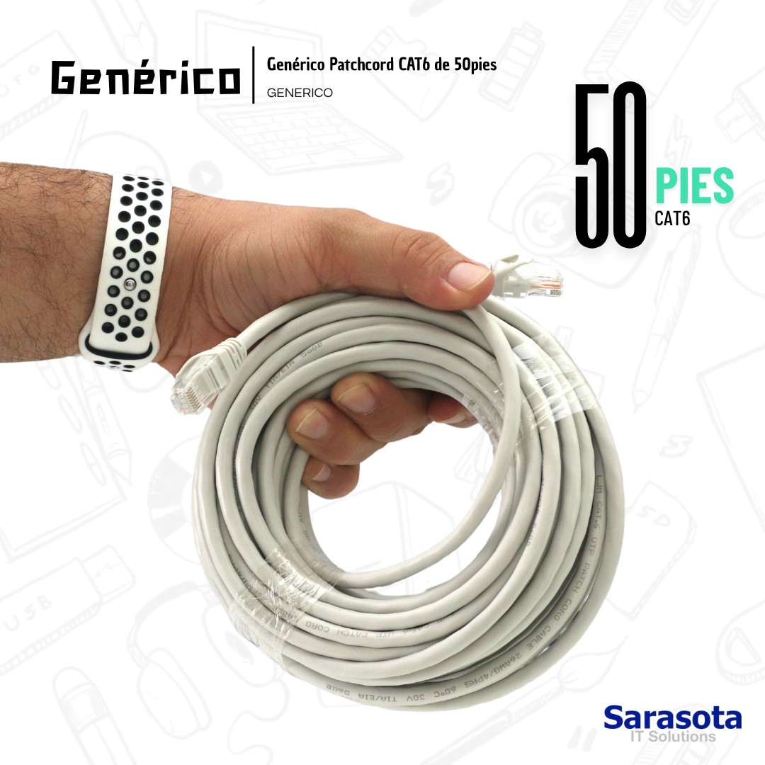 accesorios para electronica -  Patch Cord RJ45 CAT6 de 50 pies (Somos Sarasota) 1