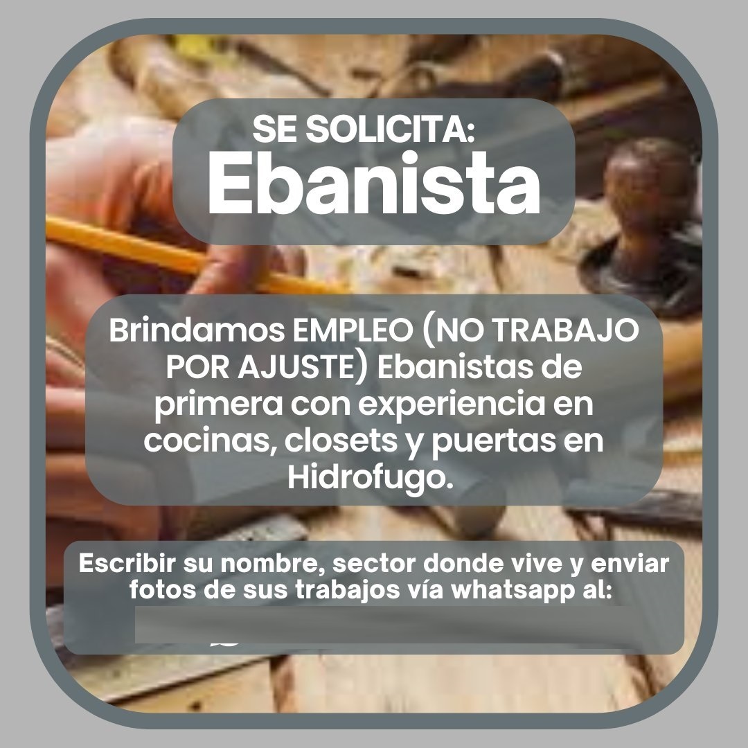 empleos disponibles - Empleo fijo para ebanistas (NO POR AJUSTE)