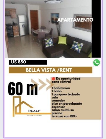 apartamentos - Hermoso apartamento de 1 habitacion 0