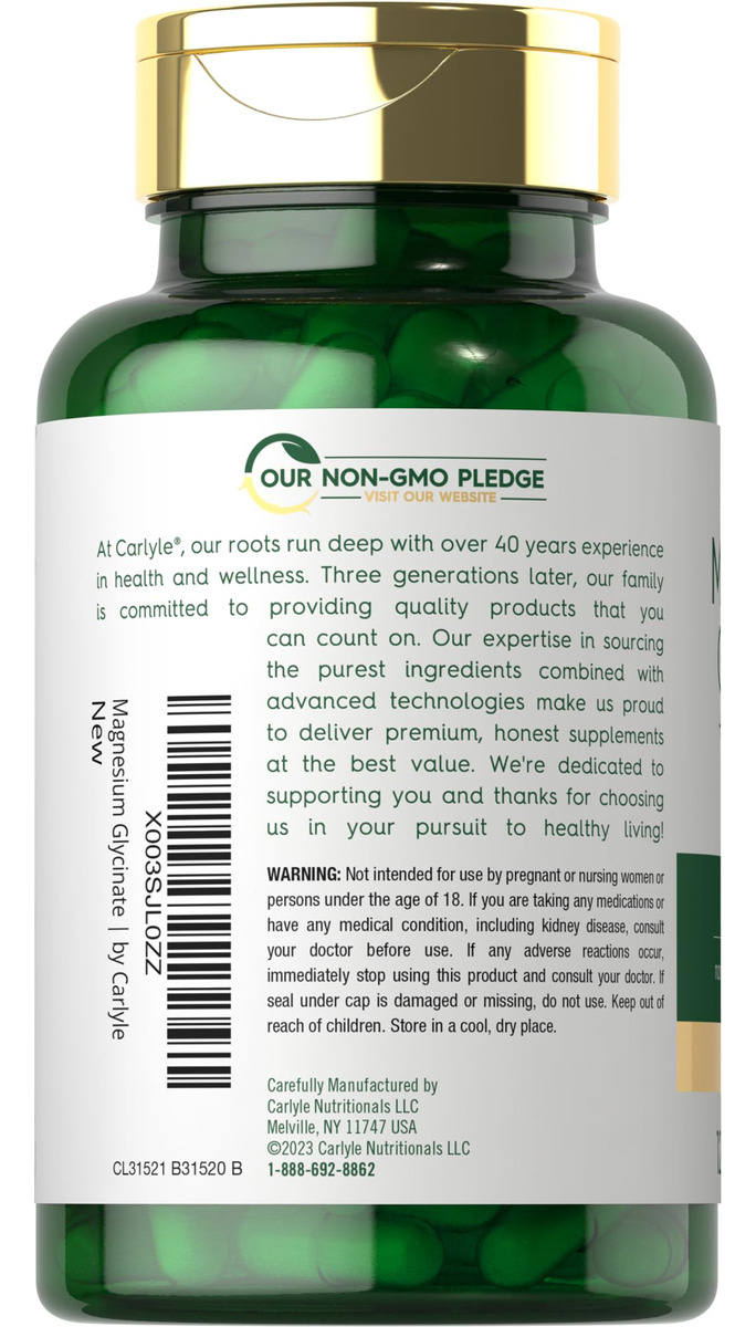 Salud y Equipamiento Médico - Glicinato De Magnesio Con Ashwagandha 2,740mg 120cap Carlyle 2