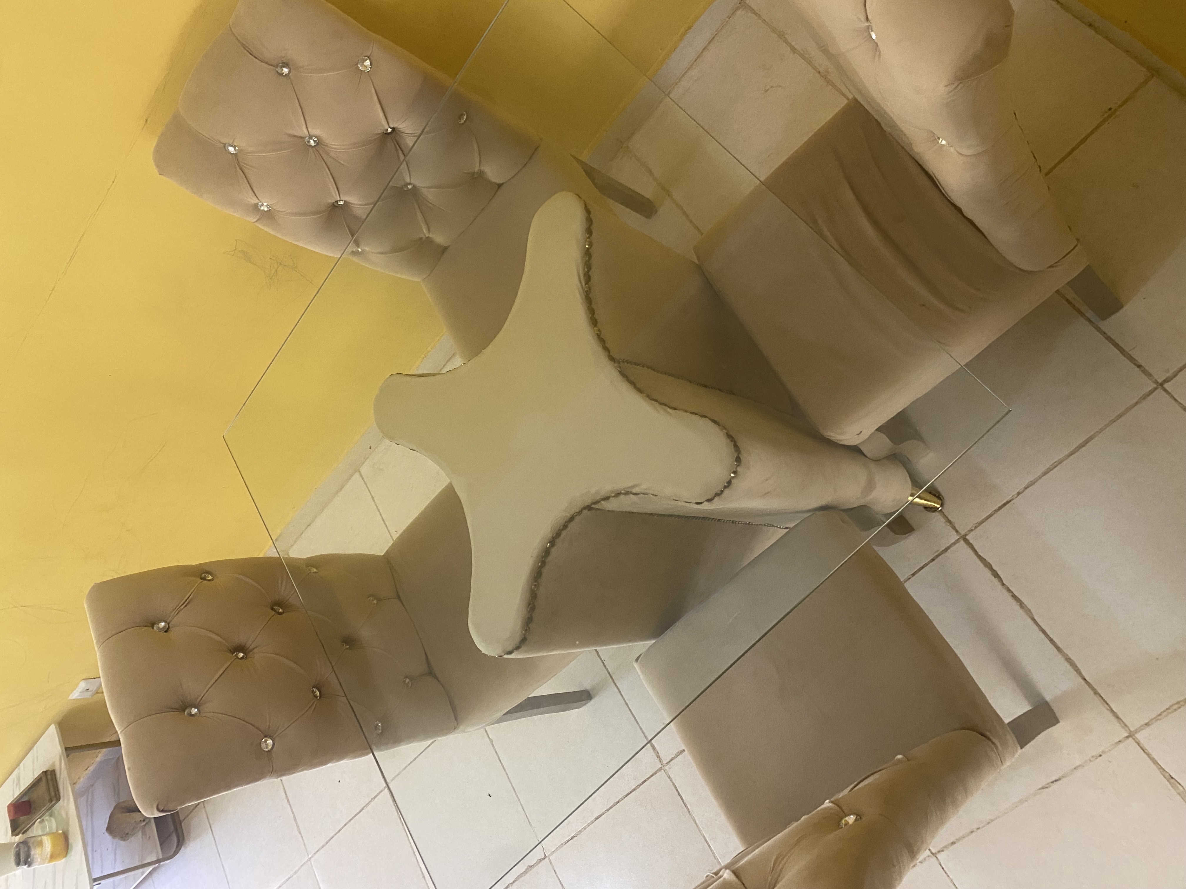 muebles y colchones - comedor de 4 sillas crema  9