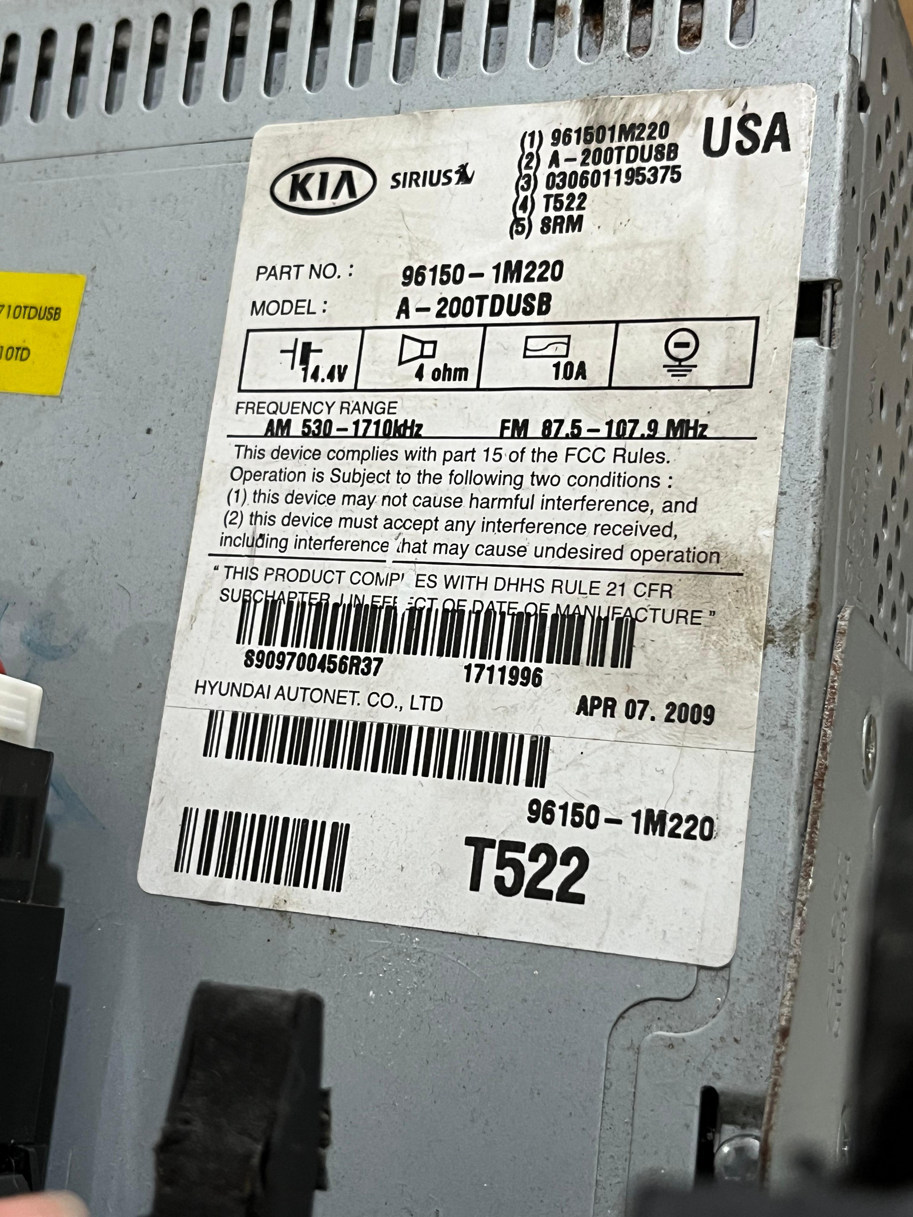 repuestos - Kia Forte 2011 - Kit de radio y aire 7