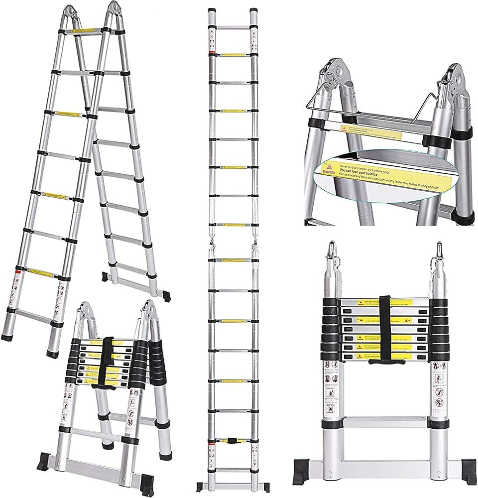 herramientas, jardines y exterior - Escalera telescopica doble función 