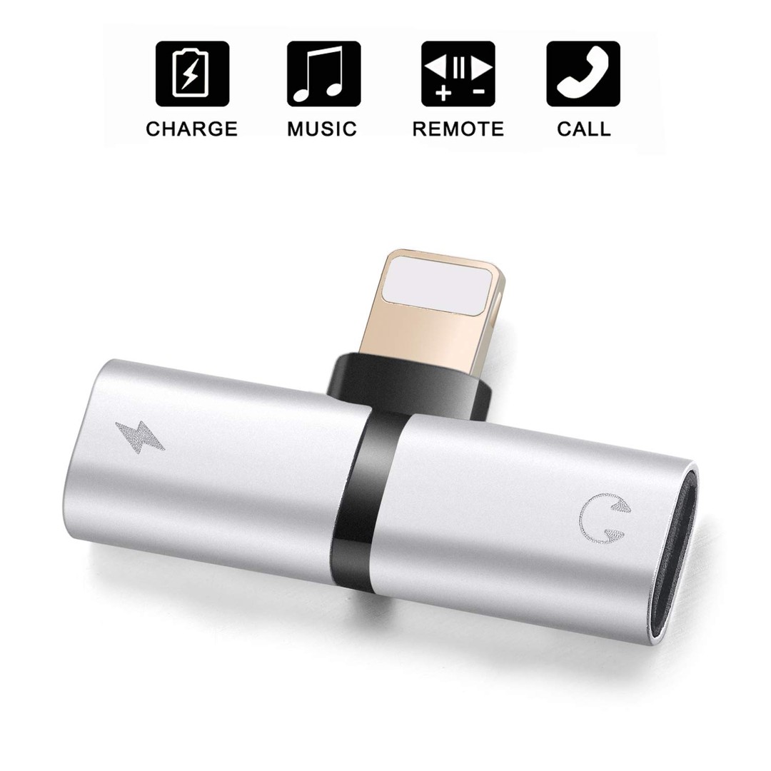 accesorios para electronica - Adaptador Para Audifonos Y Carga Simultanea iPhone 8 9 Y X 12 3
