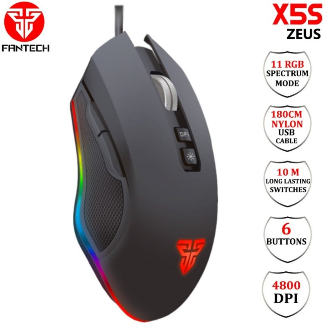 computadoras y laptops - MOUSE USB Fantech GAMIN (Mod.X5S) Macro Programable Negro PARA JUGADORES DE VERD 2