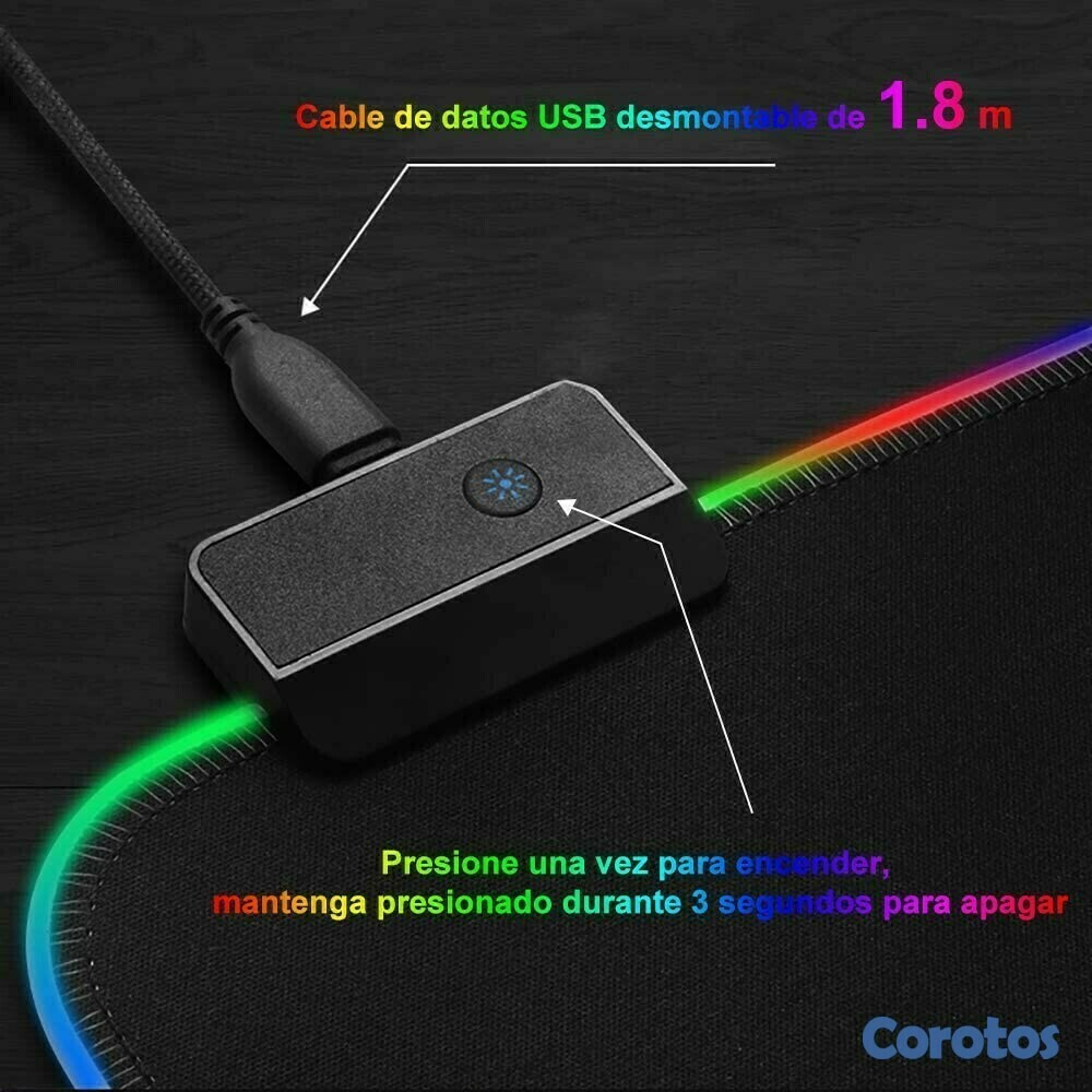 accesorios para electronica - Mousepad Gaming RGB de escritorio para Teclado y Ratón, Goma Impermeable con Bas 7