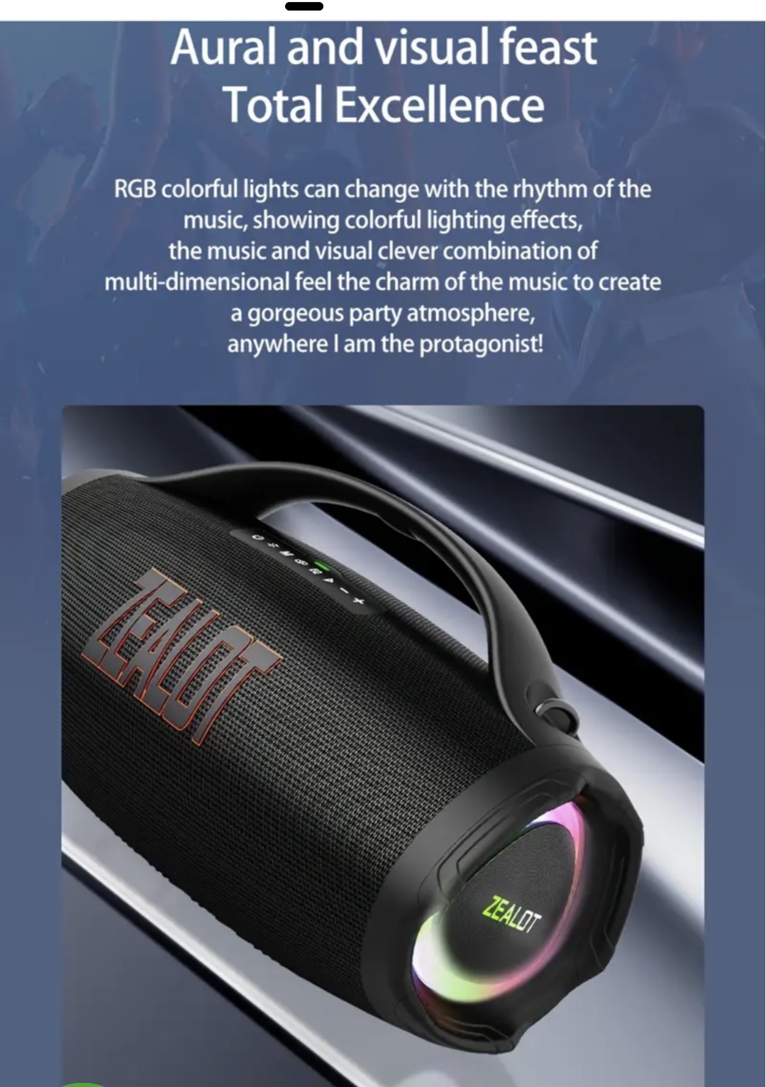 computadoras y laptops - Bocina Zealot Mod.S98 Party Plus, 160W nueva sellada, 9,000, super potente 4