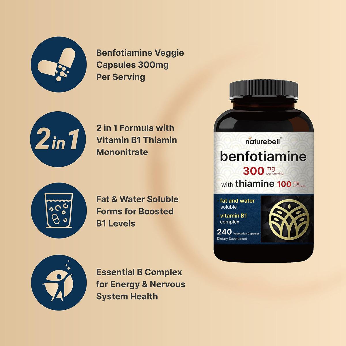 Salud y Equipamiento Médico - Benfotiamina 300 Mg Con Tiamina 100 Mg Naturebell 3