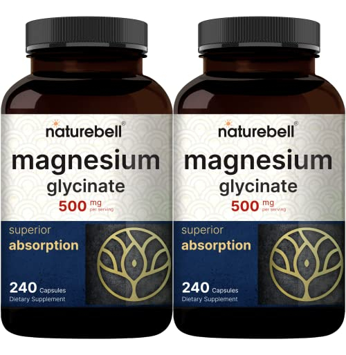 Salud y Equipamiento Médico - Glicinato De Magnesio 500 Mg 100% Quelado Naturebell 480 Cap
