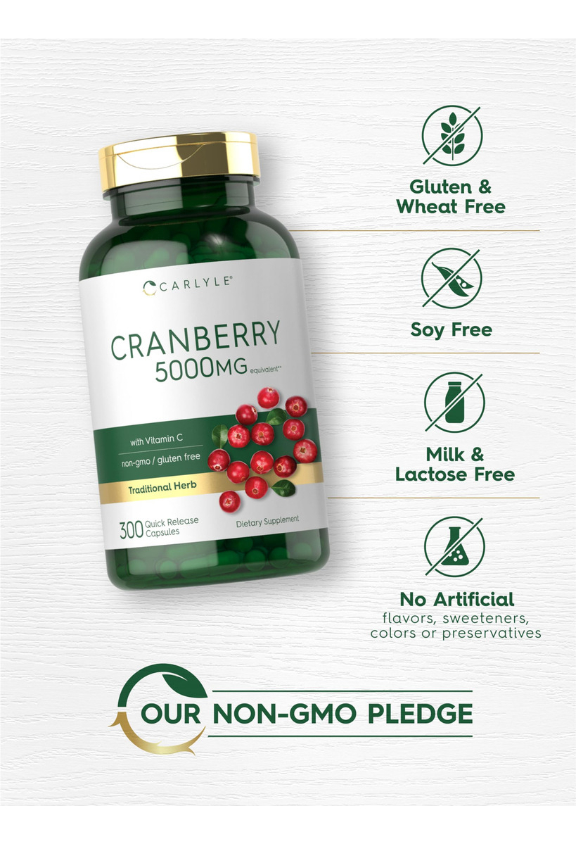Salud y Equipamiento Médico - Carlyle Pildoras De Arandano 5000mg | 300 Capsulas | Con Vit 5