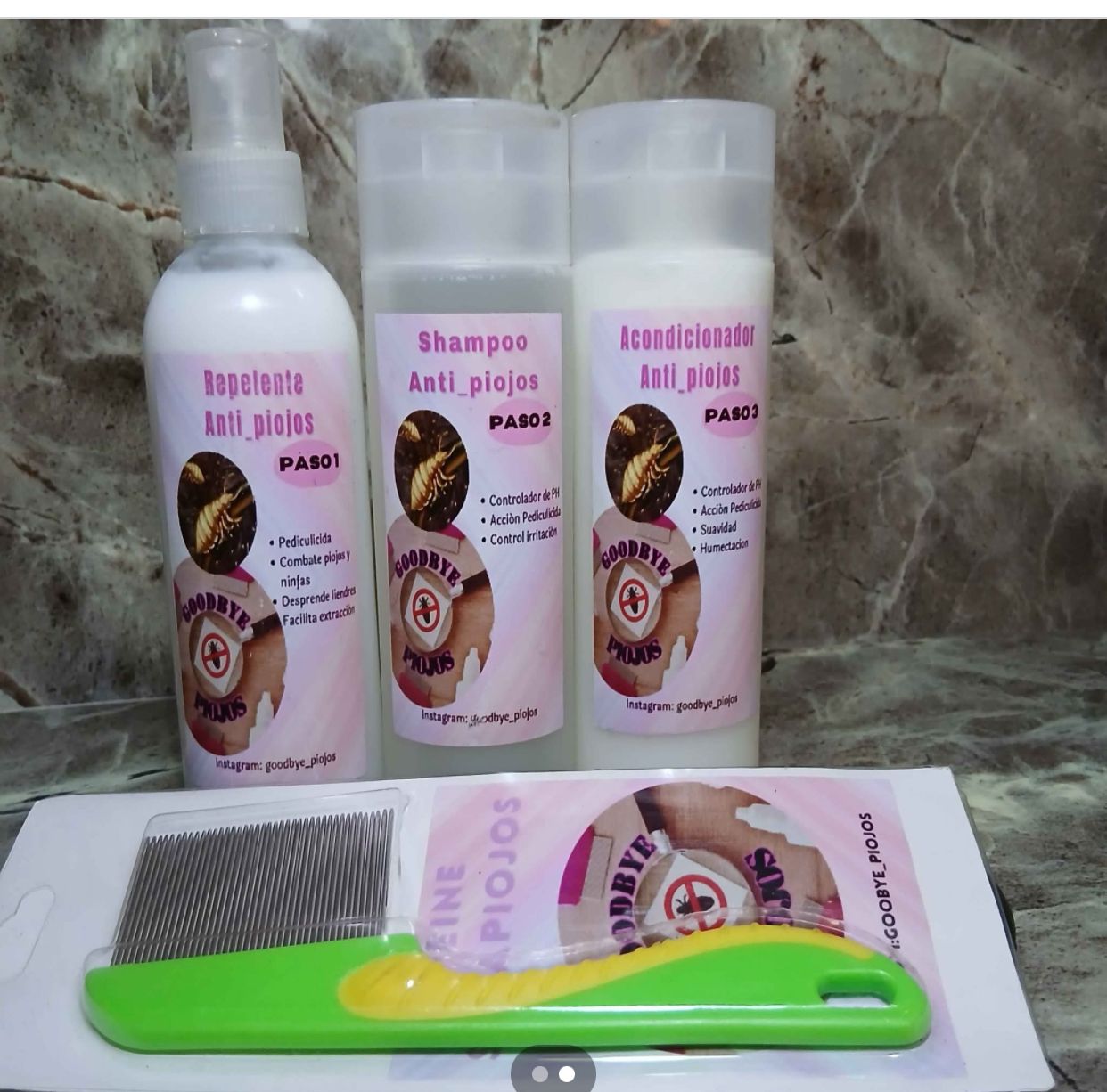 cuidado y nutricion - Kit antipiojos de tres pasos y peine gratis