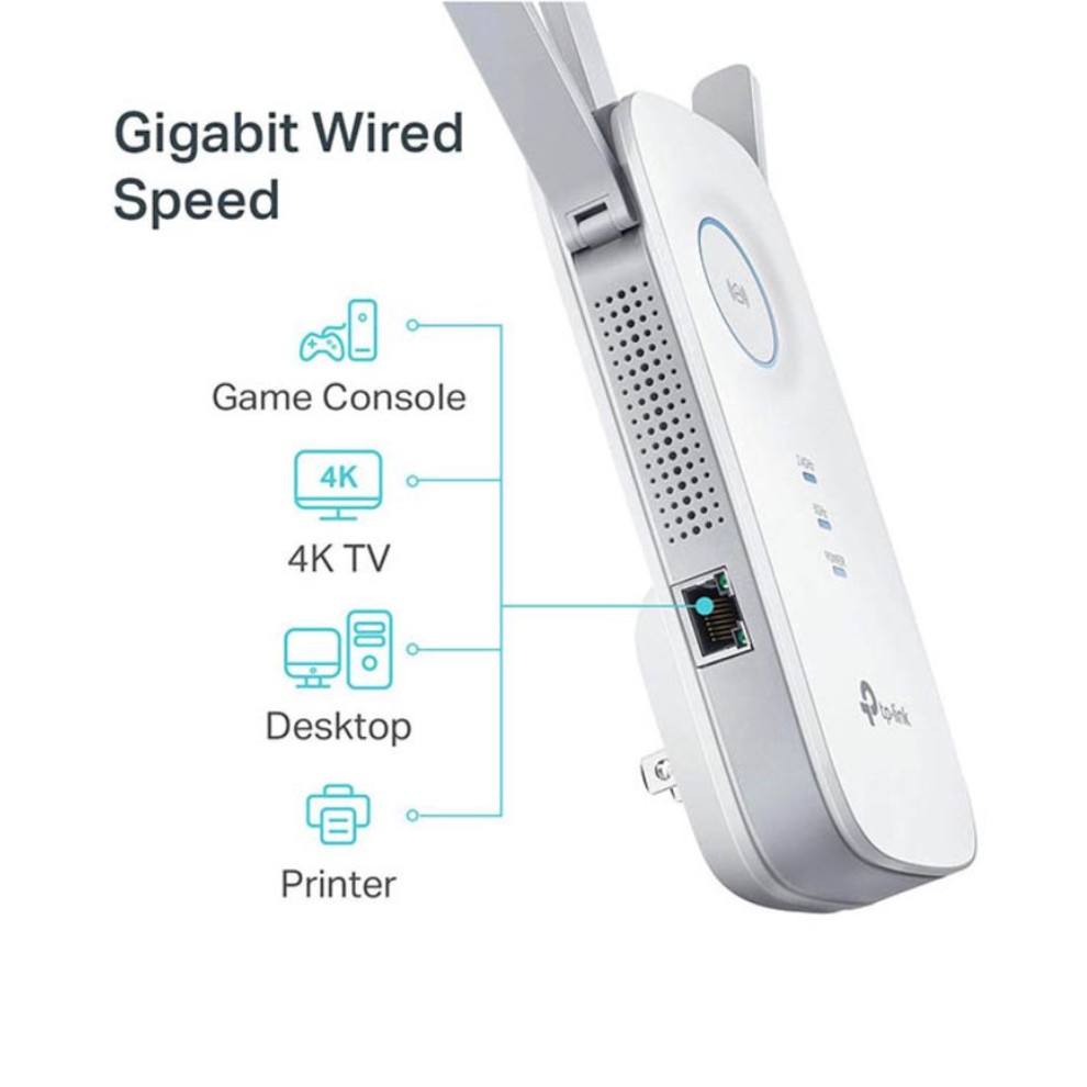 otros electronicos - REPETIDOR TP-LINK RE450, 2.4GHZ/450MBPS, 5GHZ/1300MBPS, 1 PUERTO GIGABIT LAN, 80 3