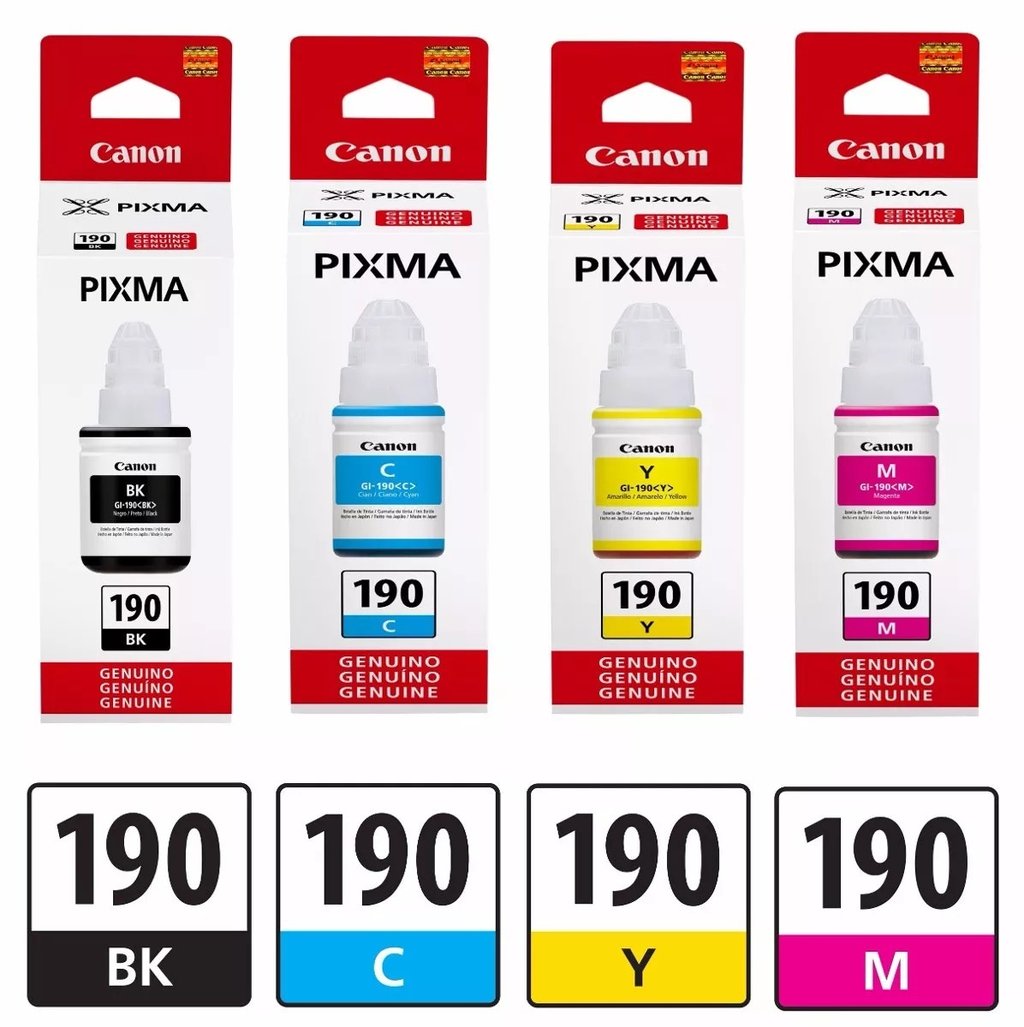 impresoras y scanners - BOTELLA DE TINTA CANON GI-190  EN TODOS COLORES  CON PIXMA G3100, G2100, G1100 0