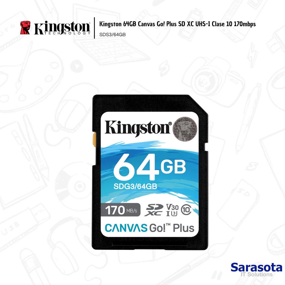 accesorios para electronica - Kingston 64GB Canvas Go! Plus SD 170mbps 2