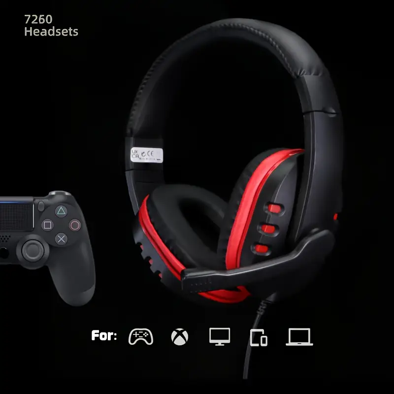 camaras y audio - Auriculares Gamer Negro y Rojo, Graves Potentes 1