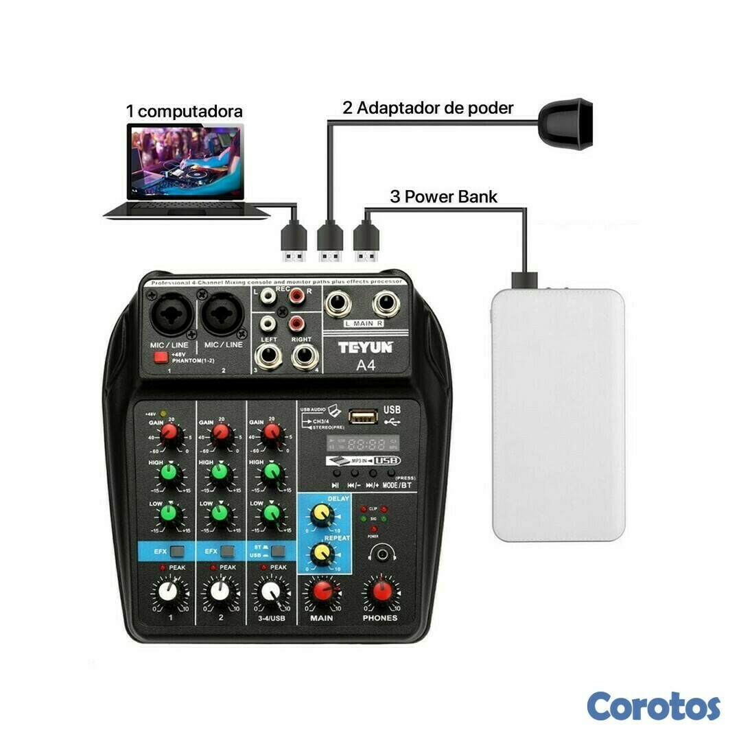 camaras y audio - MEZCLADORA DE AUDIO TEYUN A4 - 4 CANALES 3