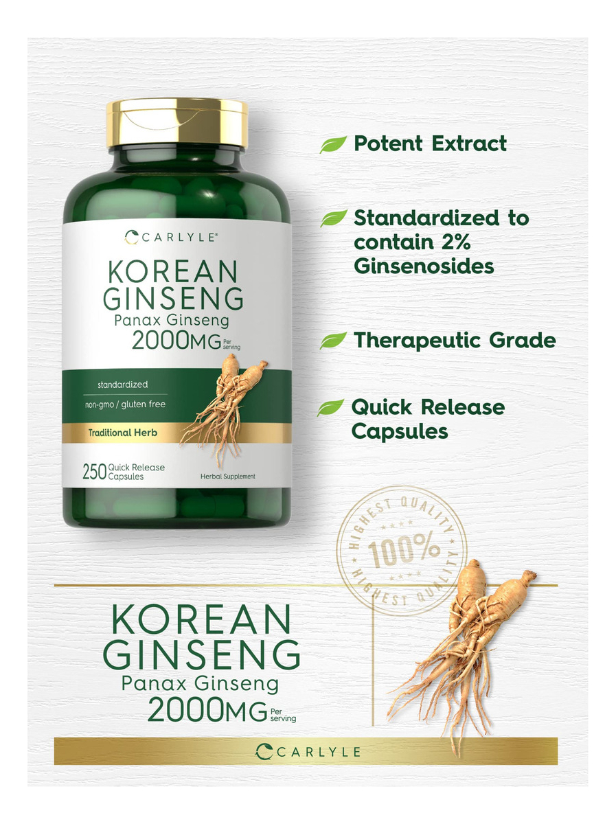 Salud y Equipamiento Médico - Capsulas De Extracto De Ginseng Coreano 2000 Mg Carlyle 3