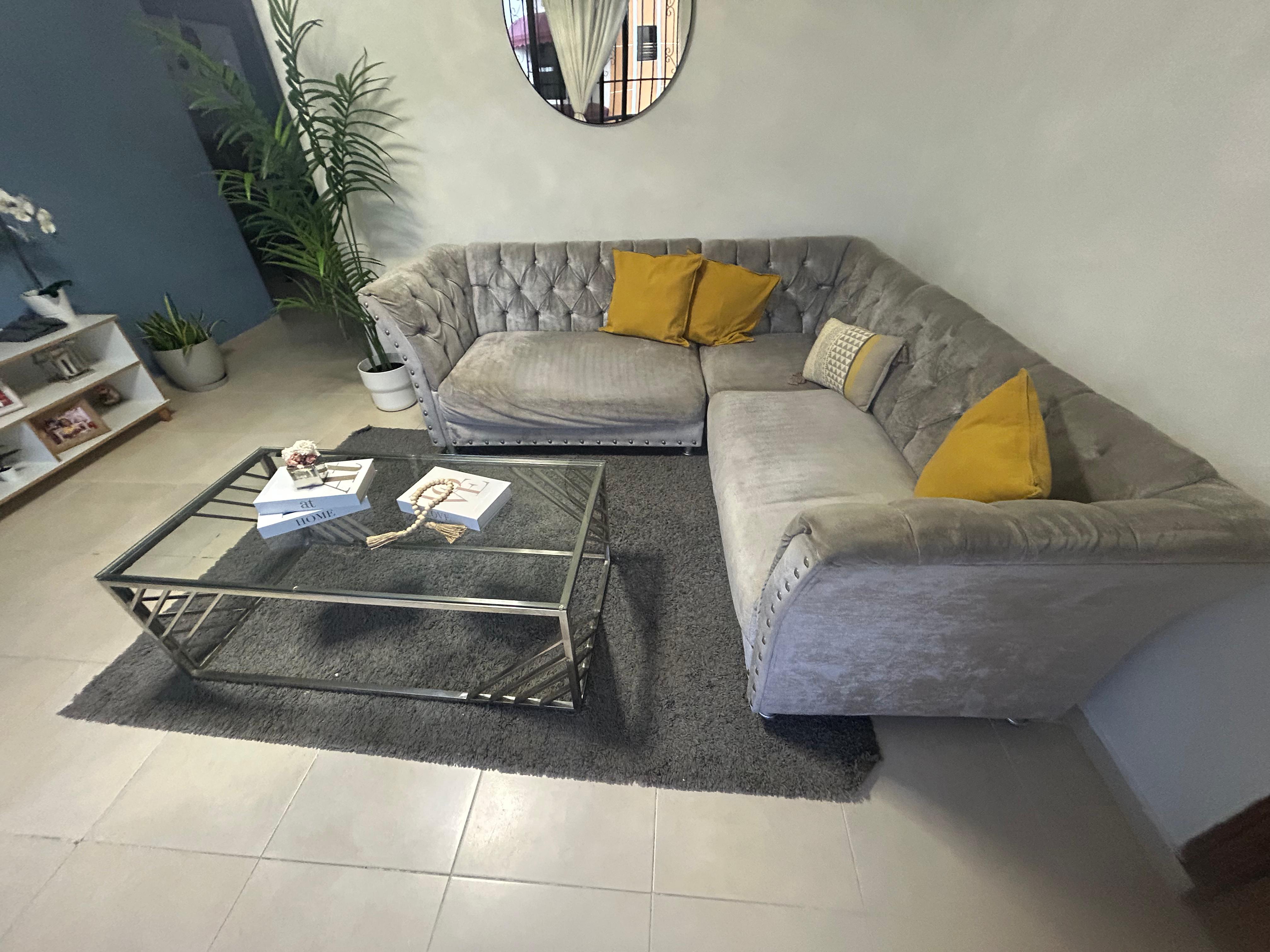muebles y colchones - Mueble Tipo L + Mesa + Repisa Para Sala 4