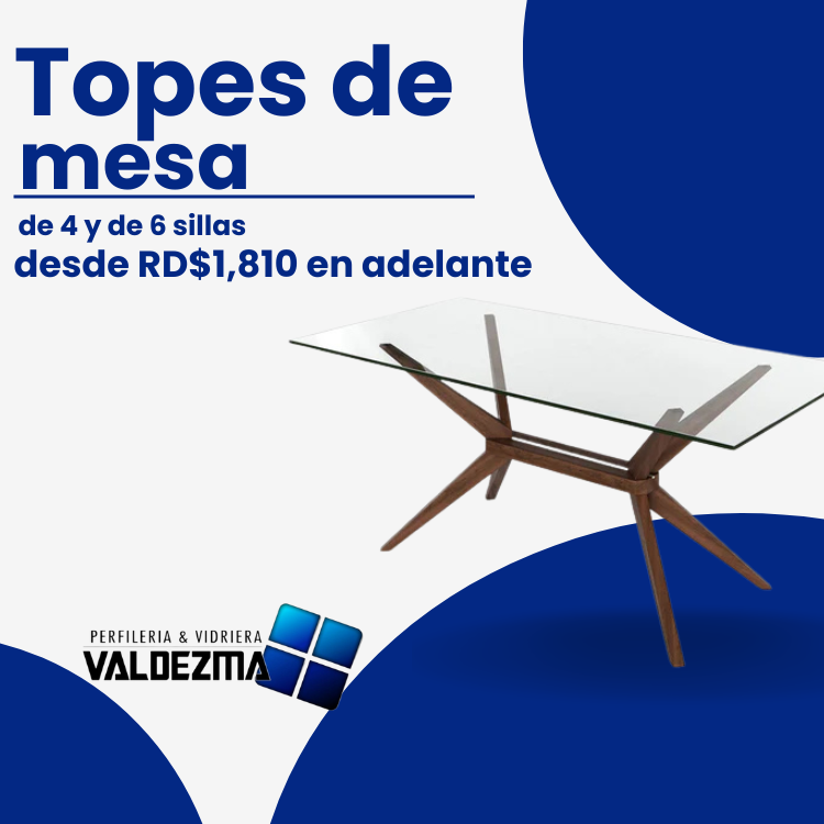 decoración y accesorios - TOPES DE VIDRIO TEMPLADO DE 4 Y DE 6 SILLAS