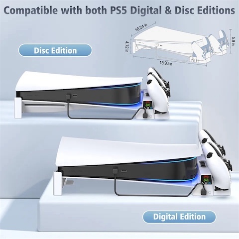 consolas y videojuegos - Base ventilador y carga de mandos vertical y horizontal para ps5 3