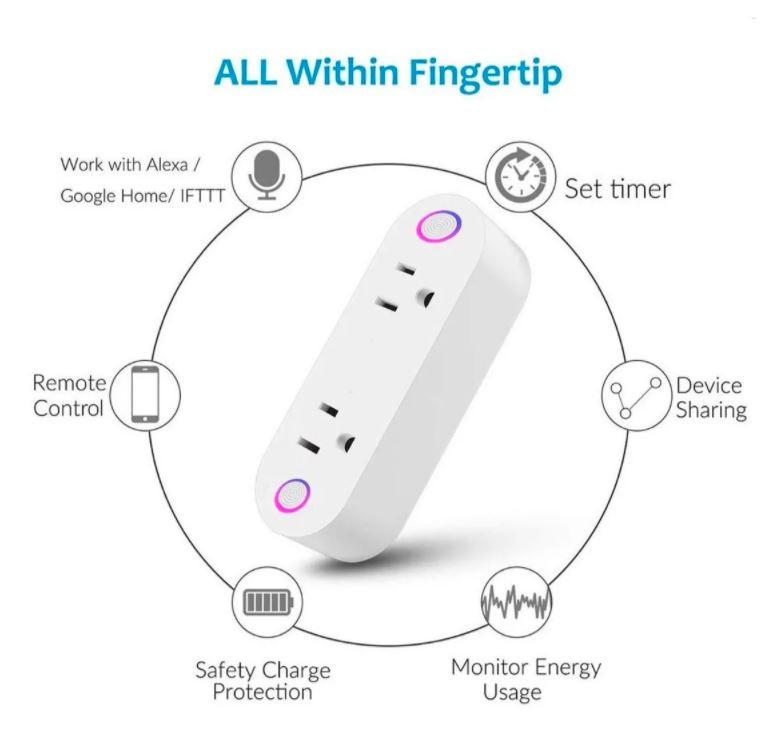 otros electronicos - Enchufe inteligente, conector plug wifi 2 en 1 para Alexa y Google Home  2