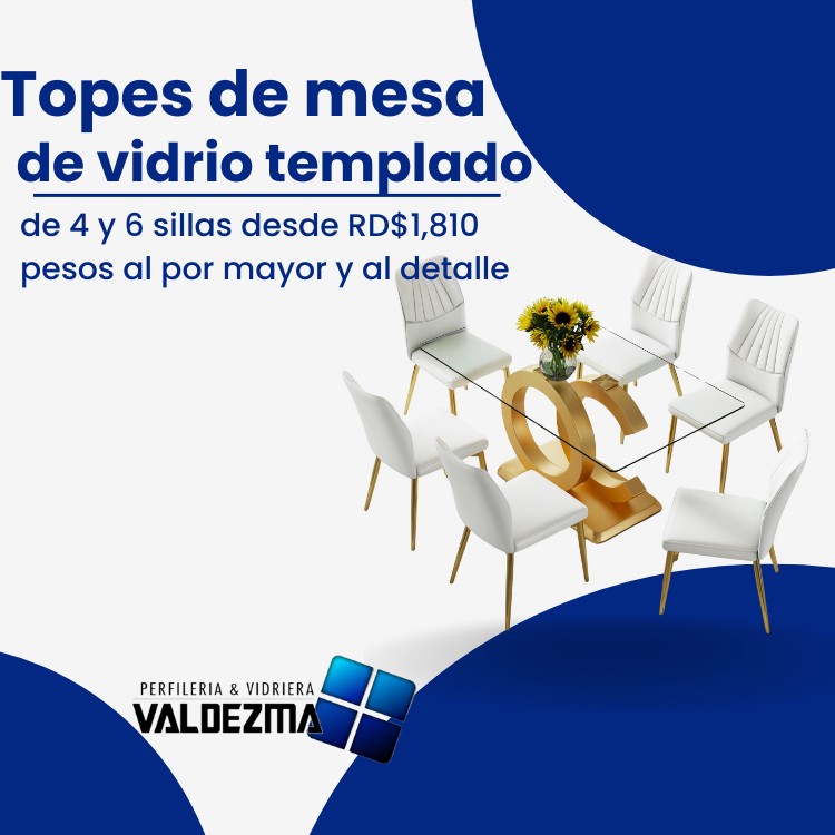 muebles y colchones - TOPES DE VIDRIO TEMPLADO DE 4 Y DE 6 SILLAS