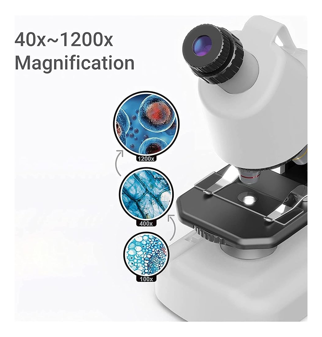 Salud y Equipamiento Médico - Microscopio Hyrenee Para Niños - Hasta 40-1200x Zoom, Kit St 2