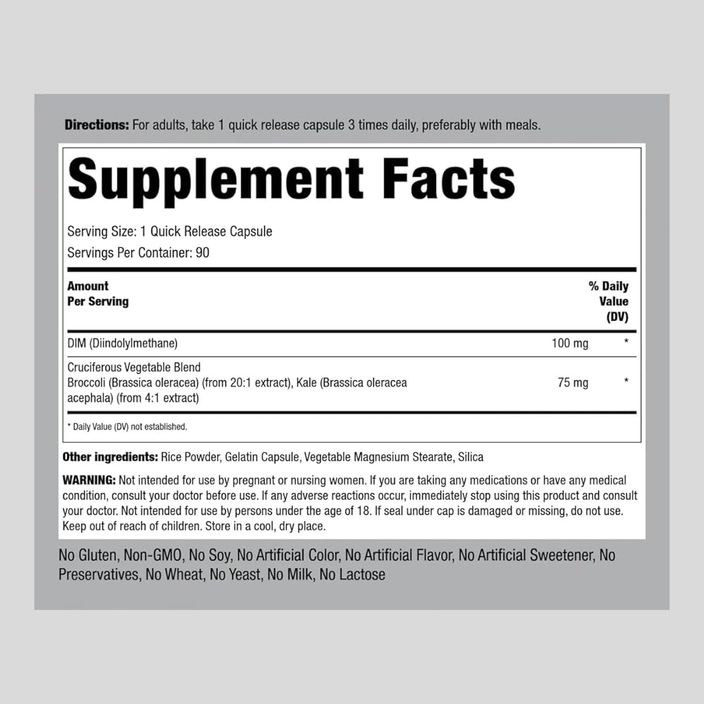 Salud y Equipamiento Médico - Suplemento Dim De Piping Rock | 100 Mg | 90 Cápsulas | Suple 1