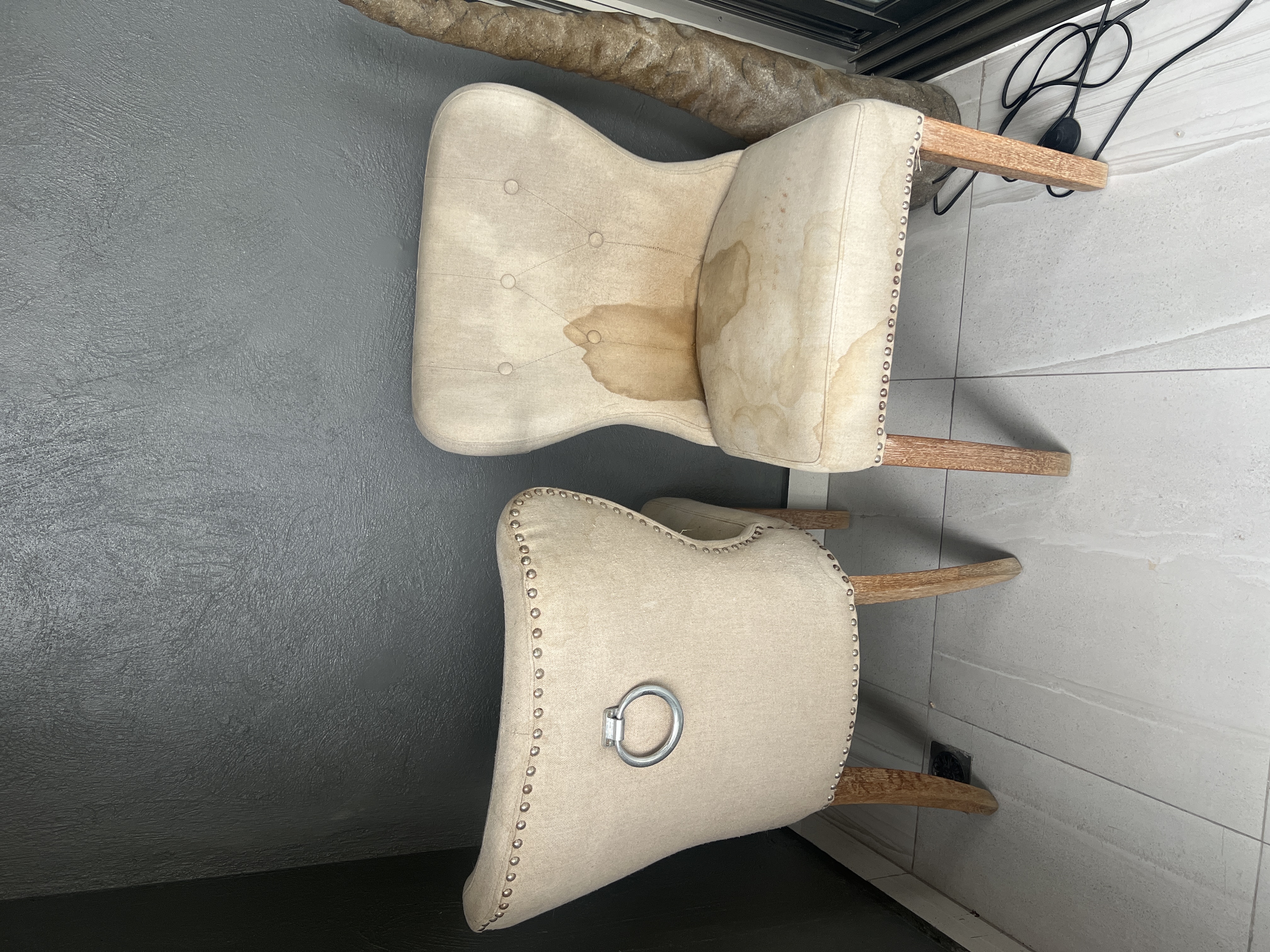 muebles y colchones - 2 Sillas de comedor en tela, de ILUMEL  0