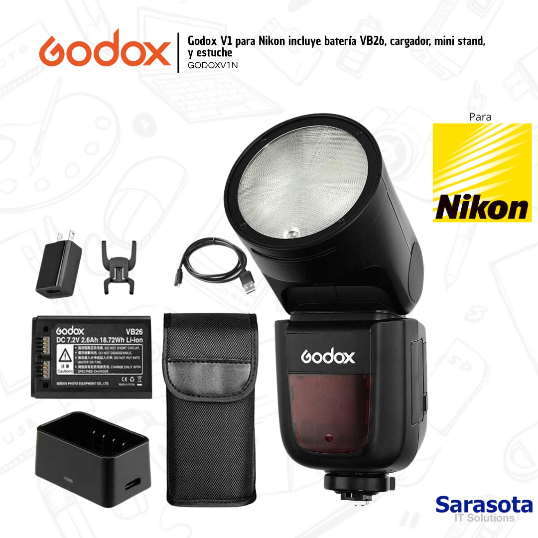 accesorios para electronica - Godox V1 para Nikon incluye accesorios 1