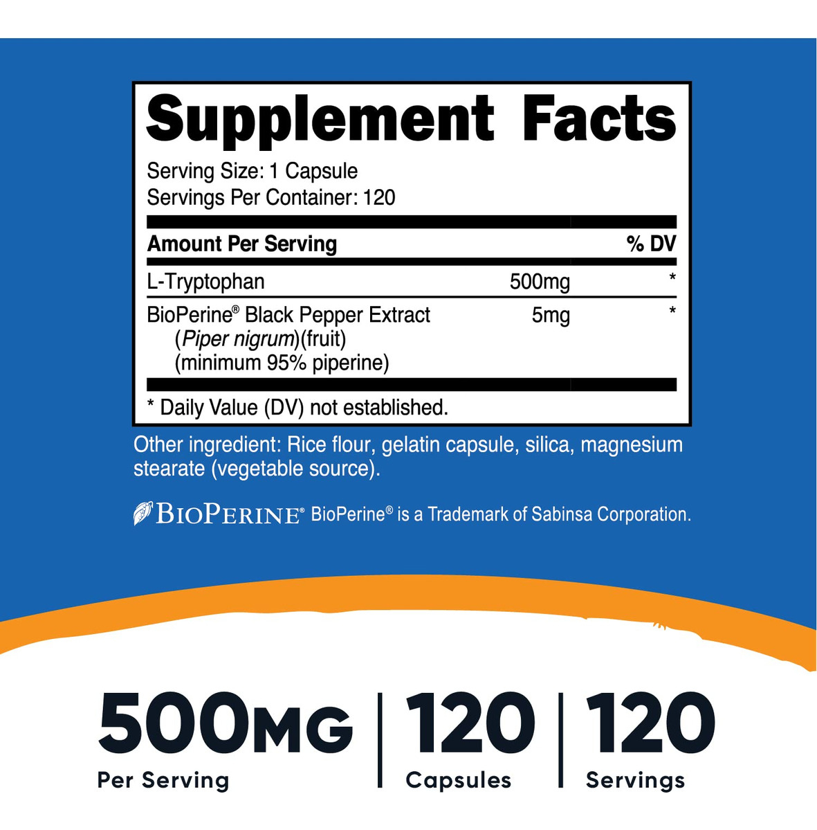 Salud y Equipamiento Médico - L-triptofano 500 Mg 120 Cap Nutricost 1