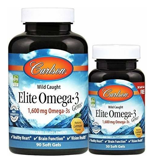 Salud y Equipamiento Médico - Omega 3 Gems Elite 1600 Mg Carlson Epa Y Dha 120 Capsulas