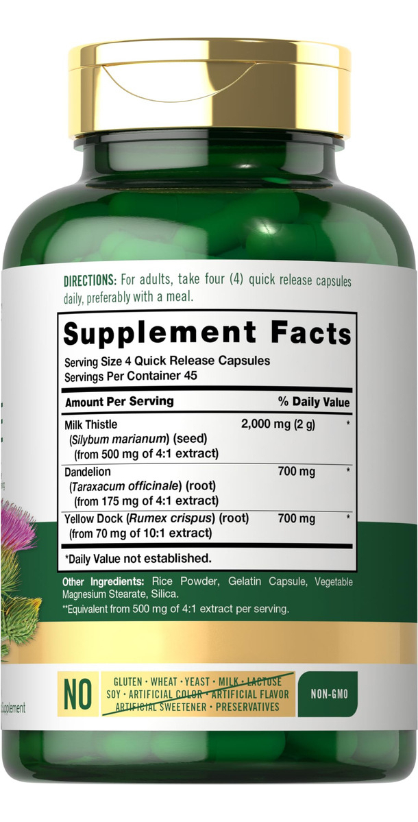 Salud y Equipamiento Médico - Cardo Mariano 2000mg 180 Cap Carlyle 1