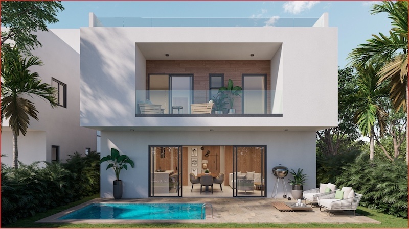 casas vacacionales y villas - Venta de Villa con piscina en brisas de Bavaro punta cana playa cerca