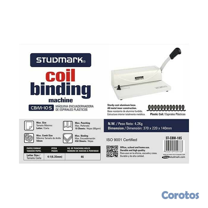 impresoras y scanners - MAQUINA ENCUADERNADORA ESPIRAL PLASTICOS 10HOJAS A LA VEZ  COIL STUDMARK ST-CBM- 1