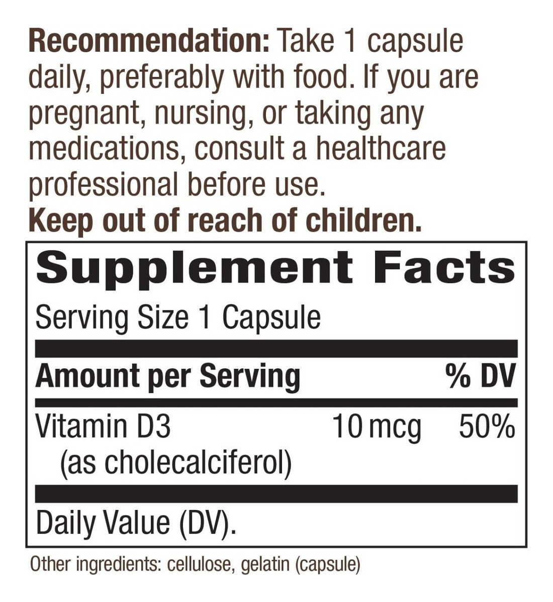 Salud y Equipamiento Médico - Vitamina D3 10mcg Nature S Way - U - Unidad A $1472 1