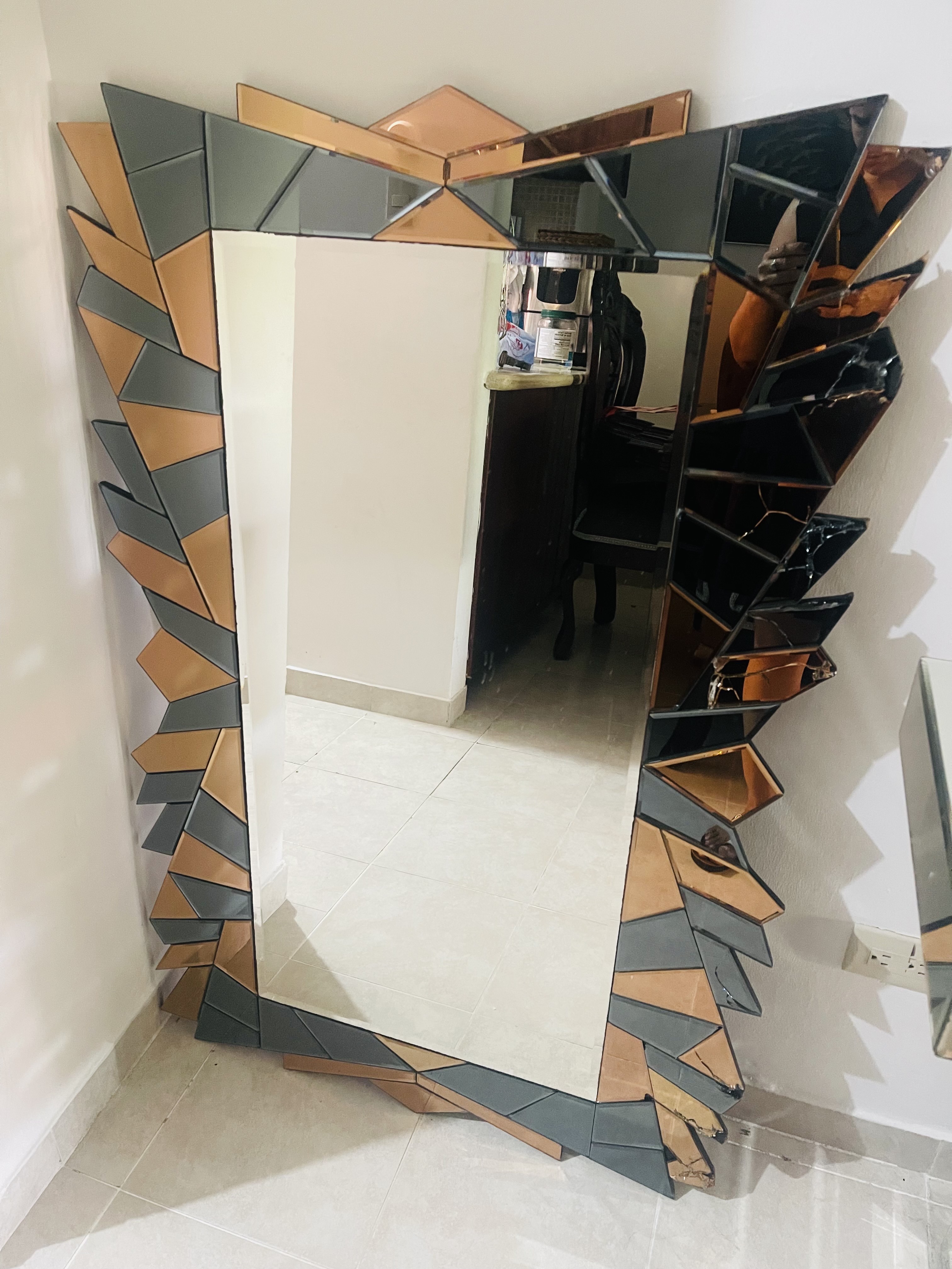 decoración y accesorios - vendo espejo hermoso rosa champán y gris 4