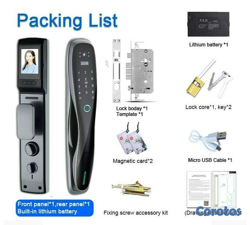 otros electronicos - Cerradura inteligente wifi para puertas con camara y timbre  4