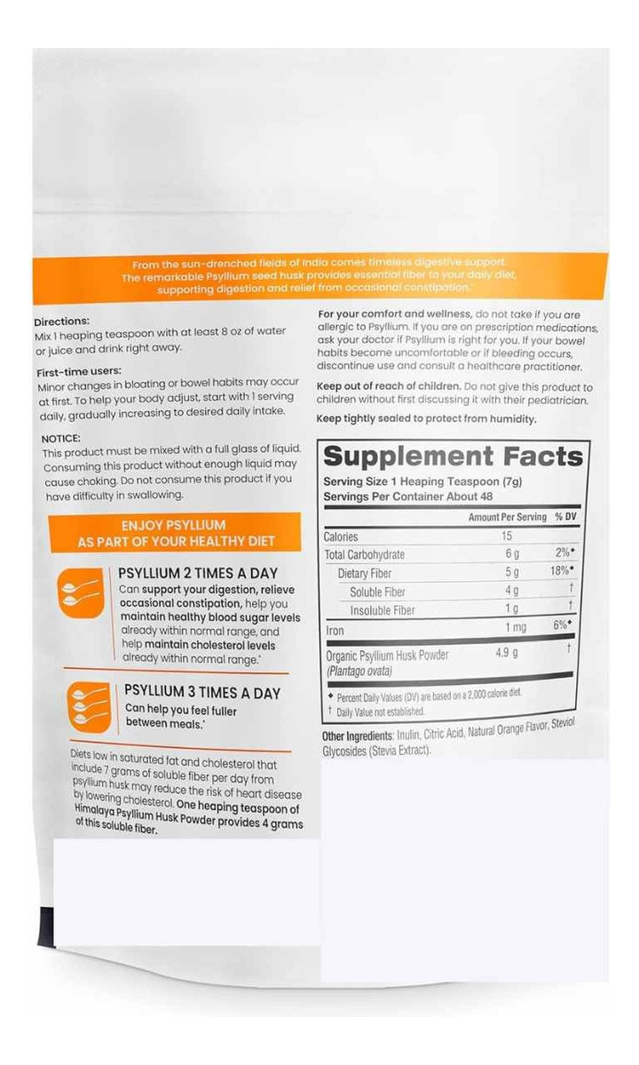 Salud y Equipamiento Médico - Psyllium Sabor Naranja 340 G 1
