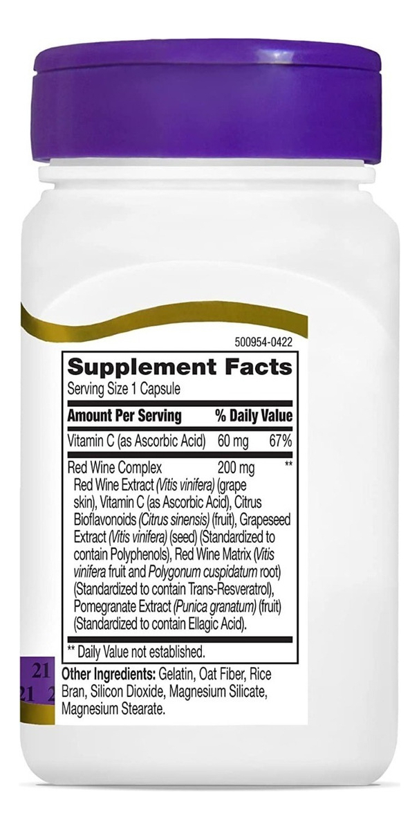 Salud y Equipamiento Médico - Resveratrol 90 Cap 21st Century 1