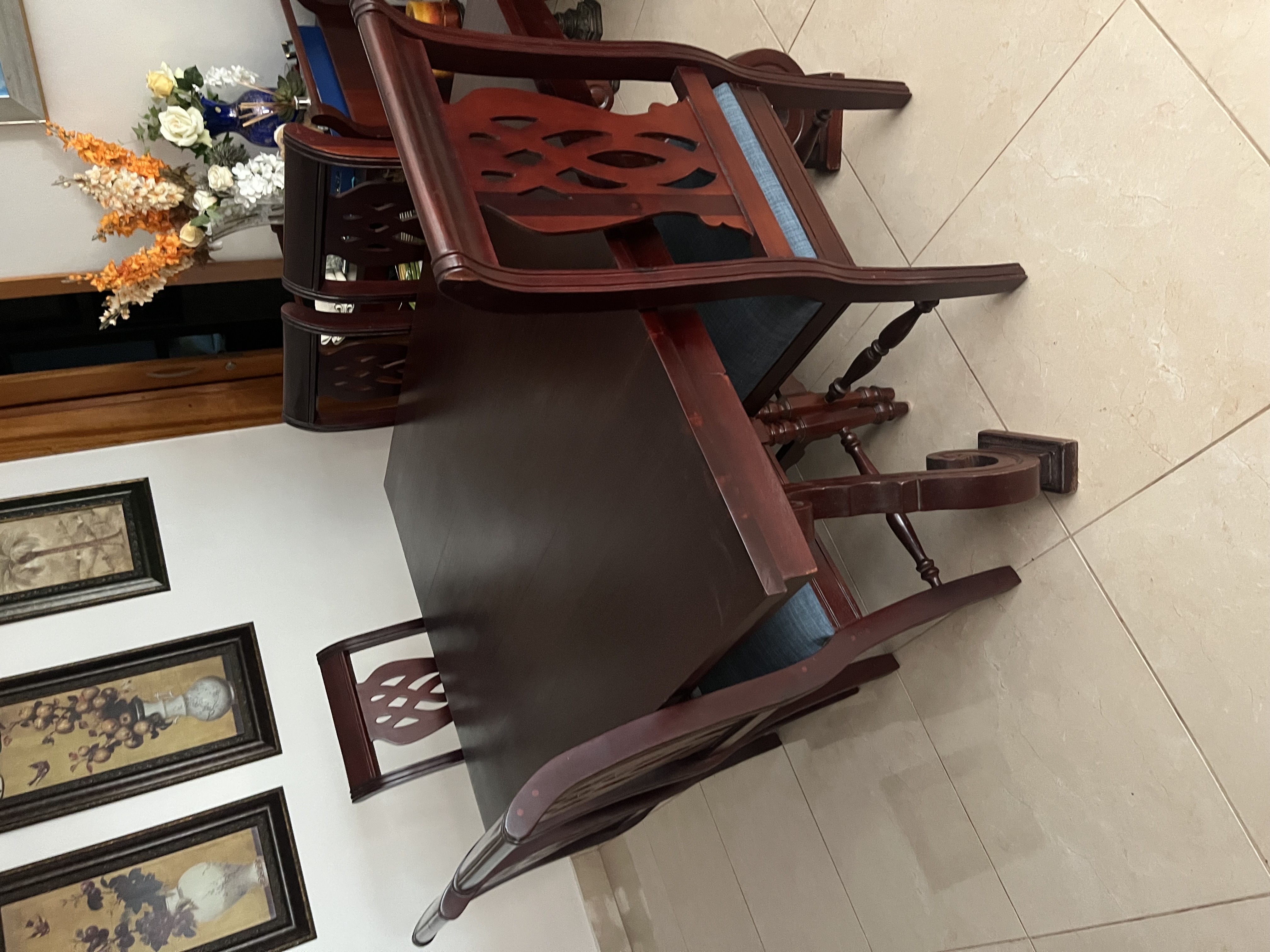 muebles y colchones - venta comedor caoba centenaria cuadrado de 6 sillas medidas 70 x 48 pulgadas 2