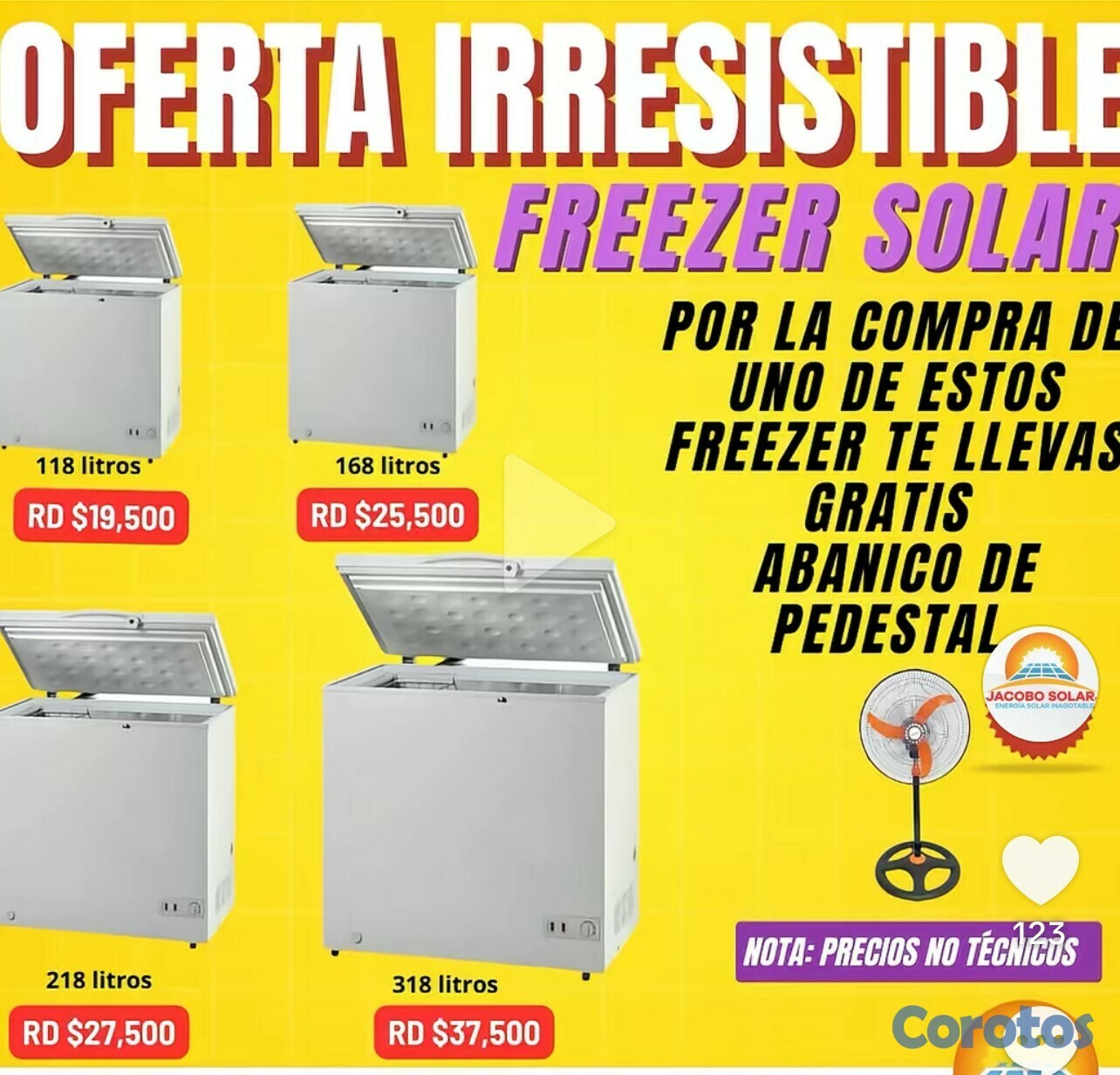 otros electronicos - FREEZER SOLARES, SIN NECESIDAD DE INVERSOR 