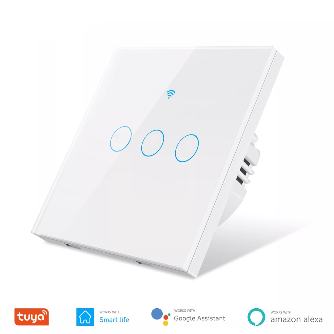 accesorios para electronica - Interruptor WIFI 3 conectores, contecta con Alexa y Google Home, no usa neutro
 2