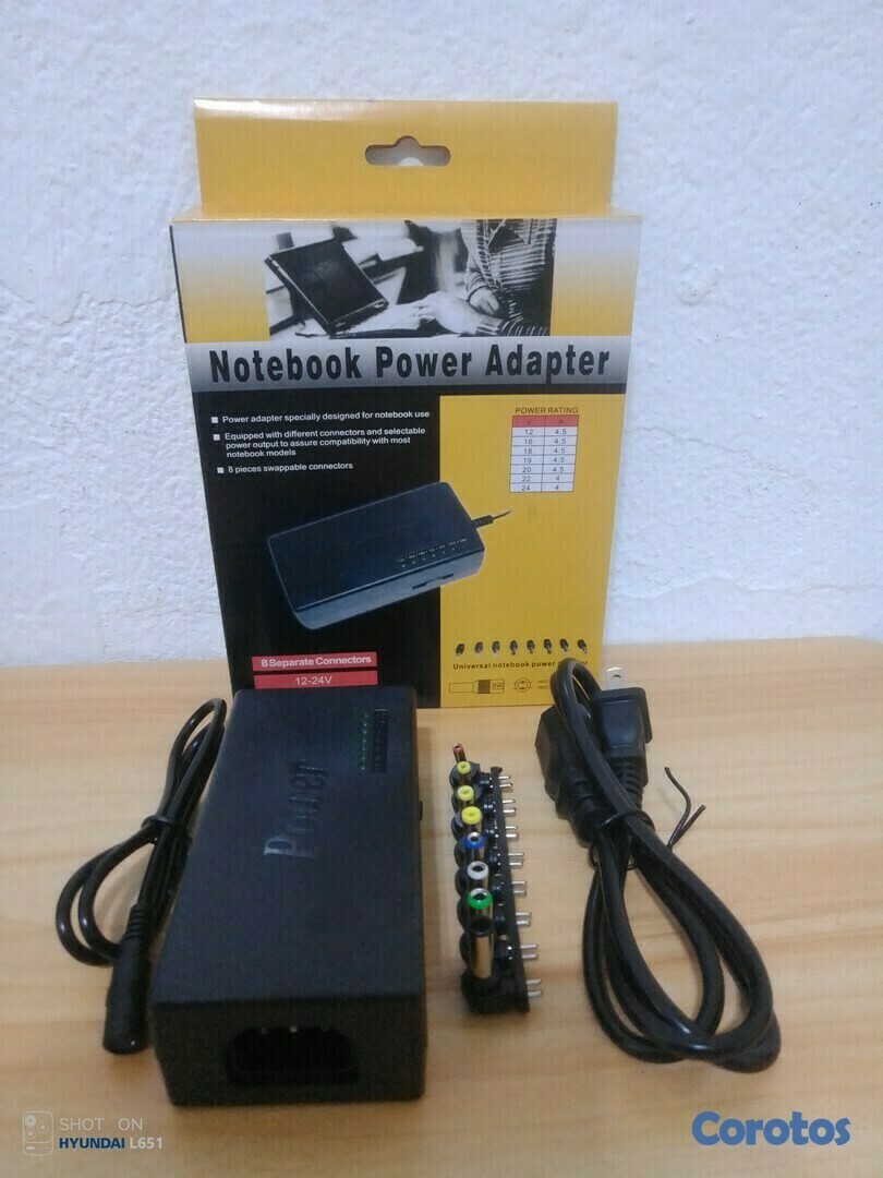 accesorios para electronica - Cargador portátil universal para laptop, 96W, 12-24V - 8 Conectores. 
 4