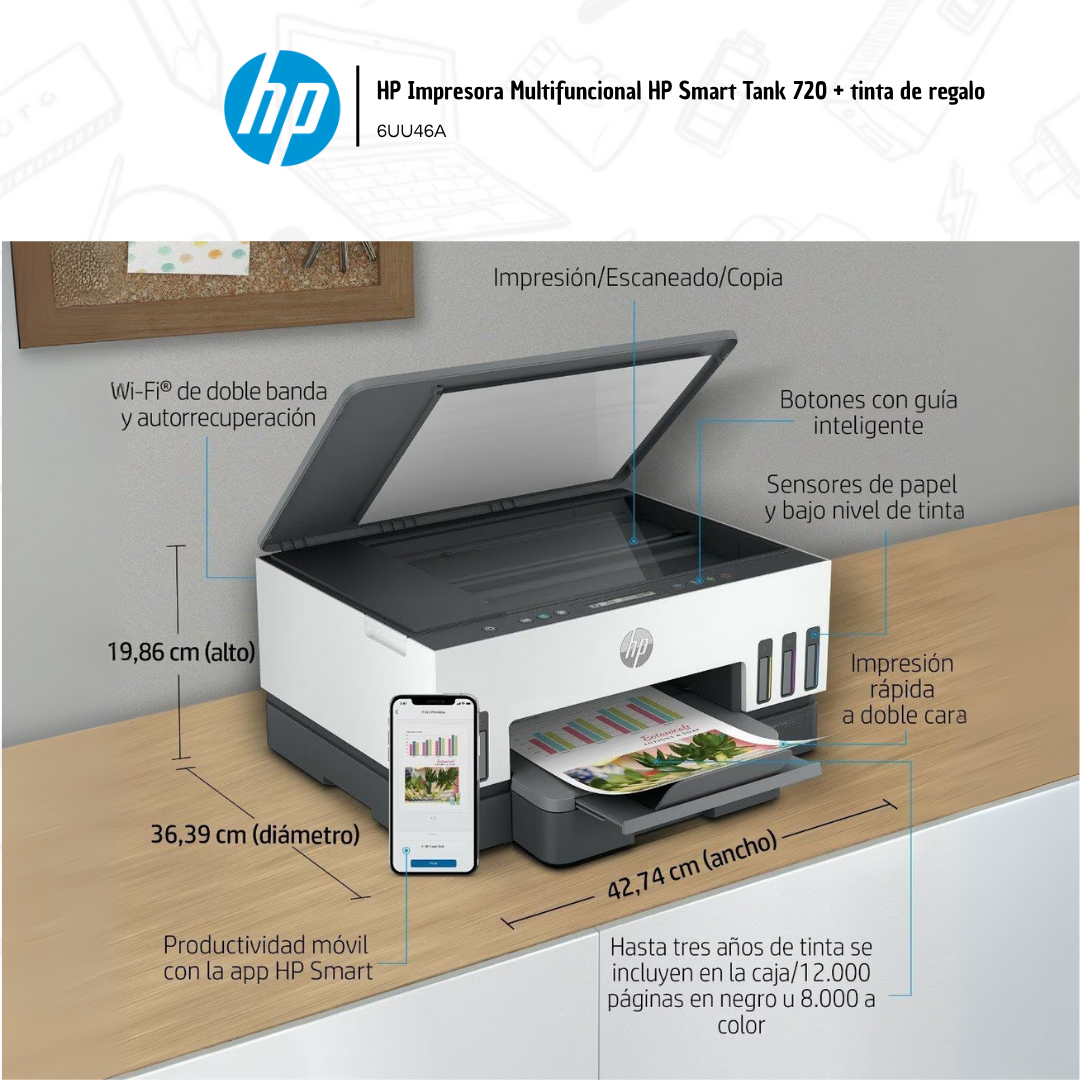 impresoras y scanners - HP Impresora Multifuncional HP Smart Tank 720  1