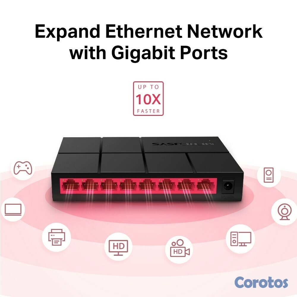computadoras y laptops - SWITCH 8PUERTOS  MERCUSYS MS108G 10/100/1000MPS 1