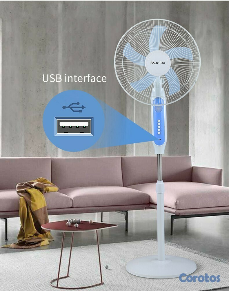 aires acondicionados y abanicos - Abanico solar recargable de pedestal 16 pulgadas con 3 velocidades SLP-2 2