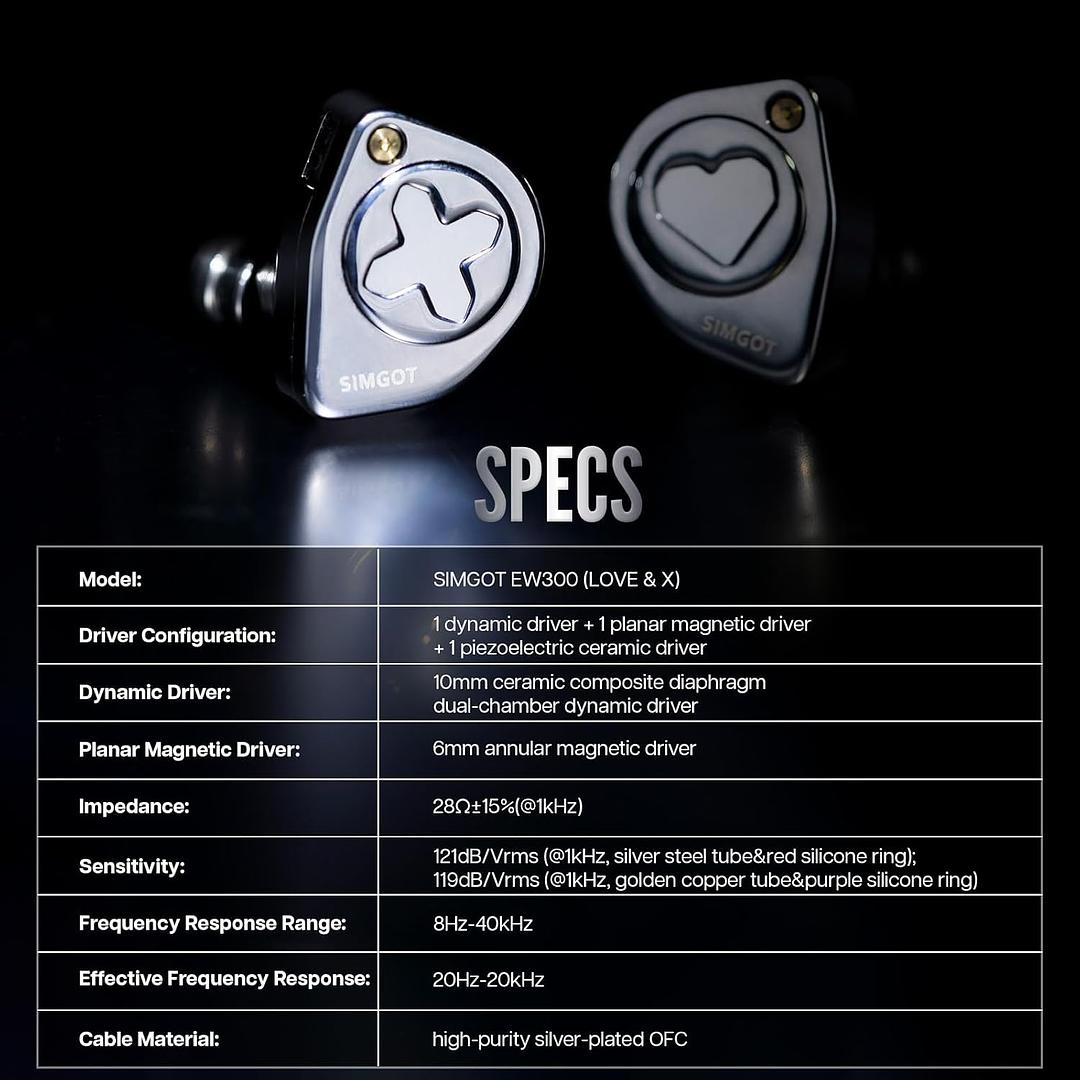 camaras y audio - SIMGOT EW300 1DD+1Planar+1PZT Hybrid Driver IEM 1