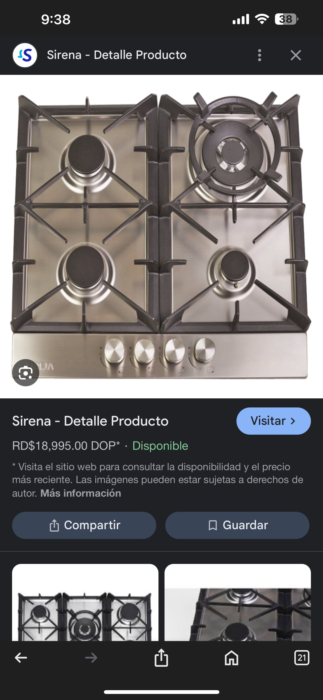 cocina - ESTUFA EMPOTRABLE 24 COMO NUEVA